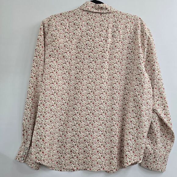 Ryan Michael Women’s Silk Cream Red Floral Snap Long Sleeve Western Shirt Sz L - Picture 10 of 10